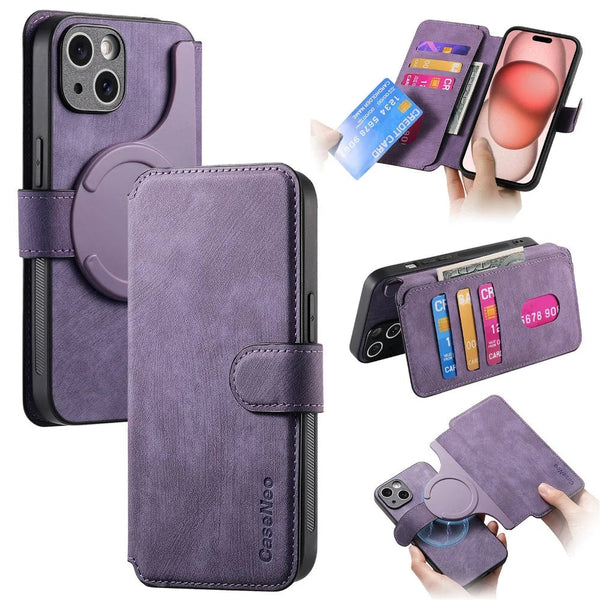 2-in-1 Detachable Wallet Case – Magnetic, Kickstand, Card Holder, Full Protection for iPhone 16, 15, 14, 13, 12, 11, XS, XR ADIONI