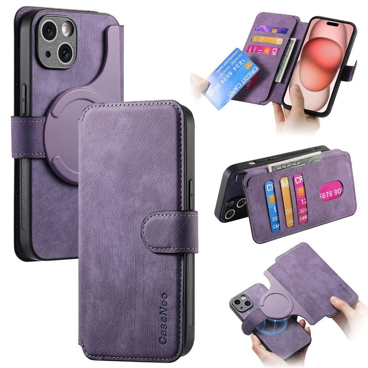 2-in-1 Detachable Wallet Case – Magnetic, Kickstand, Card Holder, Full Protection for iPhone 16, 15, 14, 13, 12, 11, XS, XR ADIONI