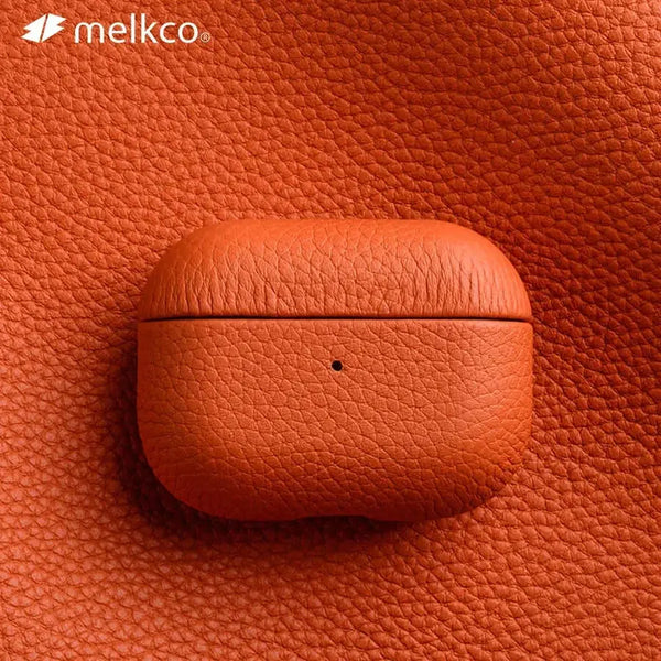 Melkco 100% Genuine Leather Case for AirPods Pro 2 – Premium Lychee Pattern Cowhide Protective Cover ADIONI