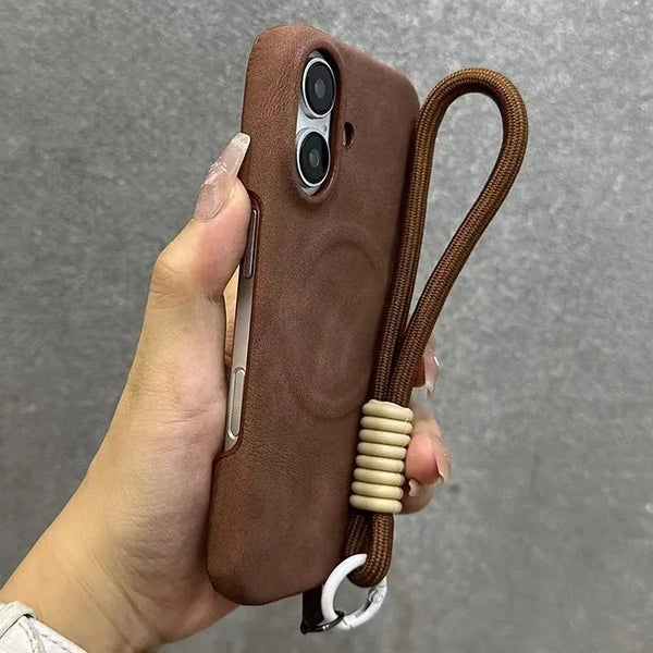 Luxury MagSafe Cortex Case with Lanyard for iPhone 16, 15, 14, 13