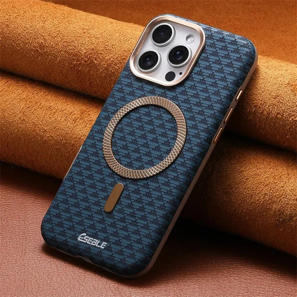 Luxury Leather Magnetic Fiber Texture MagSafe Case for iPhone